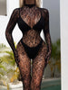 Elegancki Bodystocking z Koronkowym Wzorem w Jednym Rozmiarze