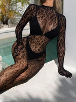 Elegancki Bodystocking z Koronkowym Wzorem w Jednym Rozmiarze