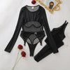 Komplet Midnight Noir – Zmysłowe Body z Siateczki + POŃCZOCHY GRATIS!