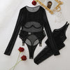 Komplet Midnight Noir – Zmysłowe Body z Siateczki + POŃCZOCHY GRATIS!
