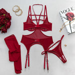 Zmysłowy Zestaw Bielizny z Pończochami i Paskami Harness + POŃCZOCHY GRATIS!